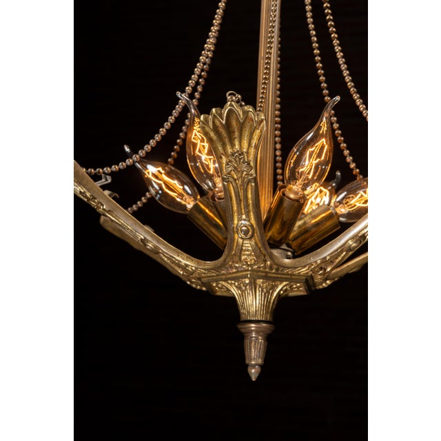 Early 20th Century Pan-Style Chandelier With Draped Bead Chains For Sale In Chicago - Image 6 of 8