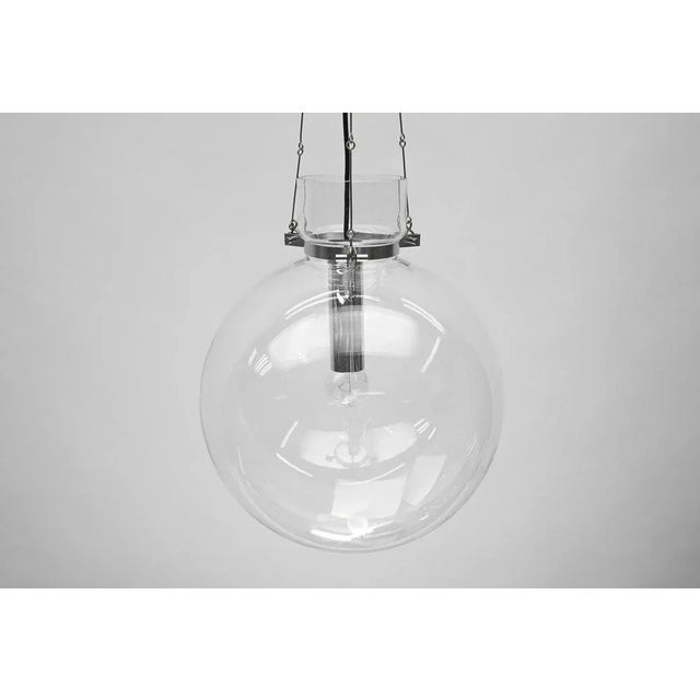 Metal Large Mid-Century Modern Glass Pendant Lamp, 1960s For Sale - Image 7 of 12