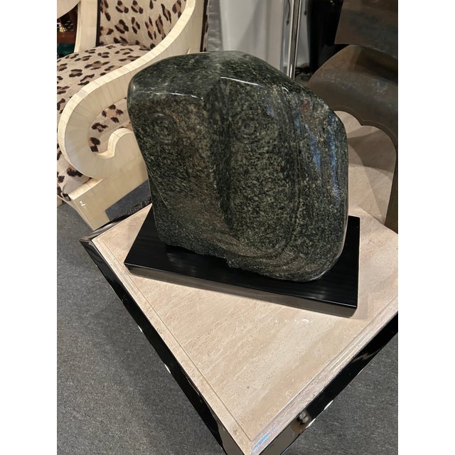 Dark Green Abstract Picasso-Esque Modern Marble Sculpture For Sale - Image 8 of 14