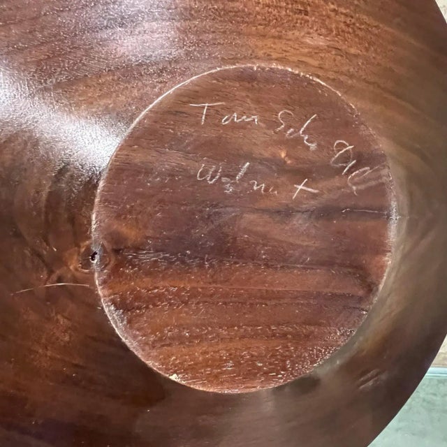 Wood 1960s Sculptural Art Plate Solid Walnut Wood Nakashima Era Signed For Sale - Image 7 of 9