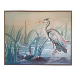 1960s Lee Reynolds Tropical Palm Beach Regency Birds Postmodern Painting For Sale