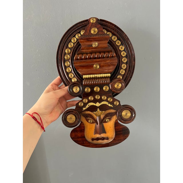 Vintage Wood & Brass Wall Hanging For Sale In New York - Image 6 of 12