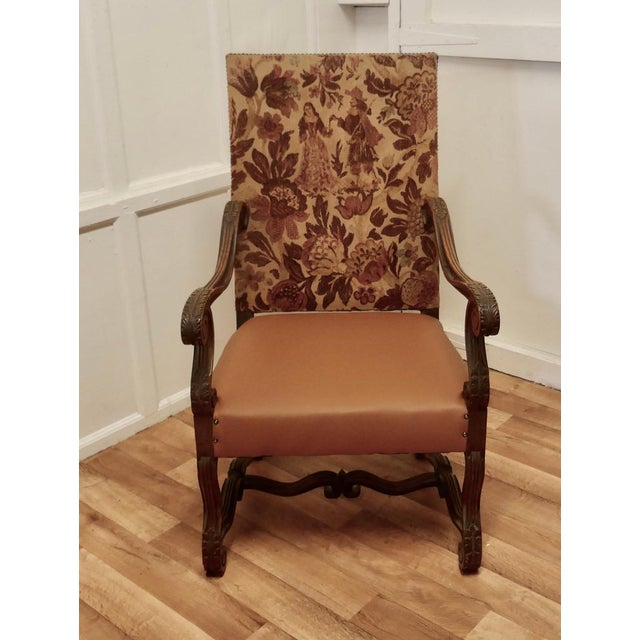 French Carved Oak Salon Throne Chair, 1850 For Sale - Image 12 of 13