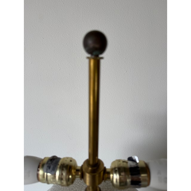 White 1980s Postmodern Crackle Glazed Ceramic Table Lamp With Metal Conical Shade For Sale - Image 8 of 12