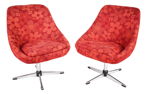 Flower Power Swivel Chairs, 1970s, Set of 2
