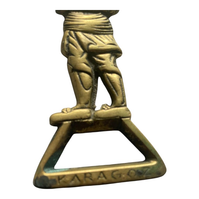 Folk Art Vintage Turkish Karagoz Brass Bottle Opener For Sale - Image 3 of 5