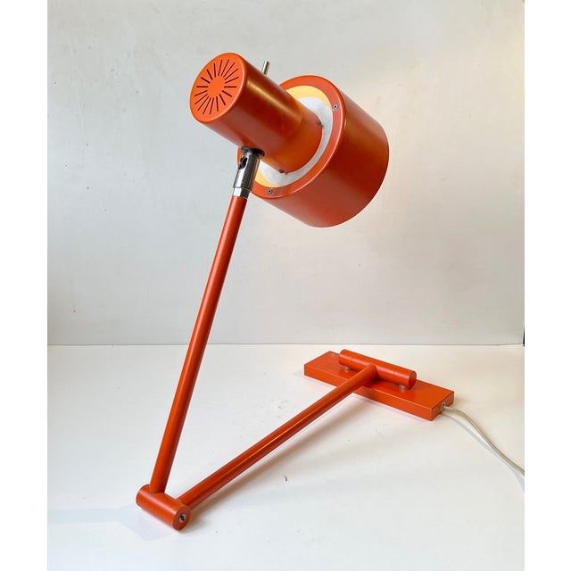 Orange Scale Swing Arm Wall Lamp by Jo Hammerborg for Fog & Mørup, 1970s For Sale - Image 6 of 14