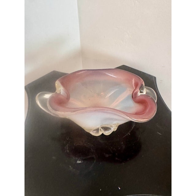 Vintage Murano Pink and Opalescent Glass Bowl Catchall For Sale - Image 10 of 12