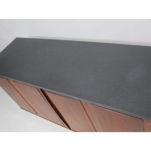 Wood Mid Century Walnut Slate Topped Credenza in the Style of Danish Modern For Sale - Image 7 of 11