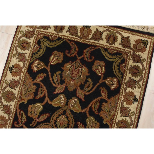 Agra Runner 2’7” X 15’2” Black Wool Traditional Hand-Knotted Oriental Rug For Sale In Philadelphia - Image 6 of 12