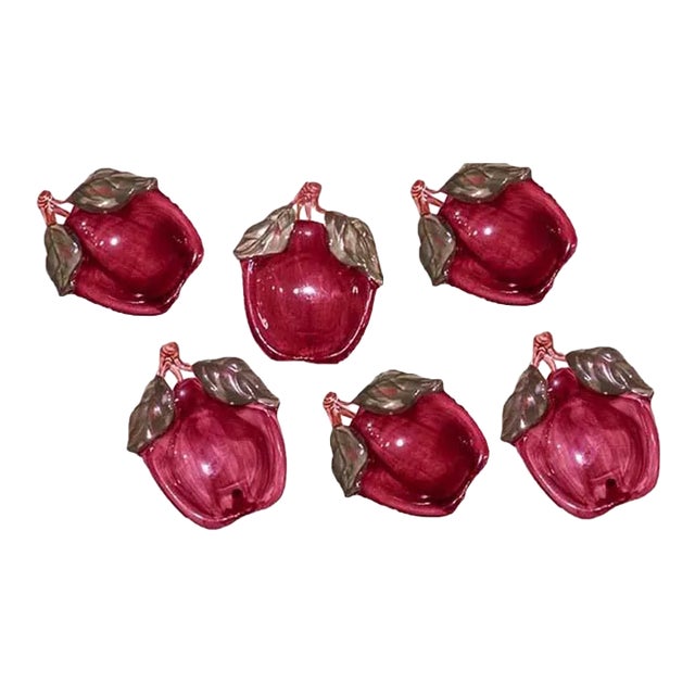 Franciscan Apple Pattern Tea Bag Holders/Butter Pats - Set of 7 For Sale