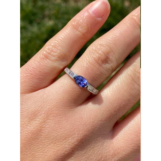 The Kineta: Ladies Tanzanite and Diamond Ring in 18K For Sale - Image 9 of 10