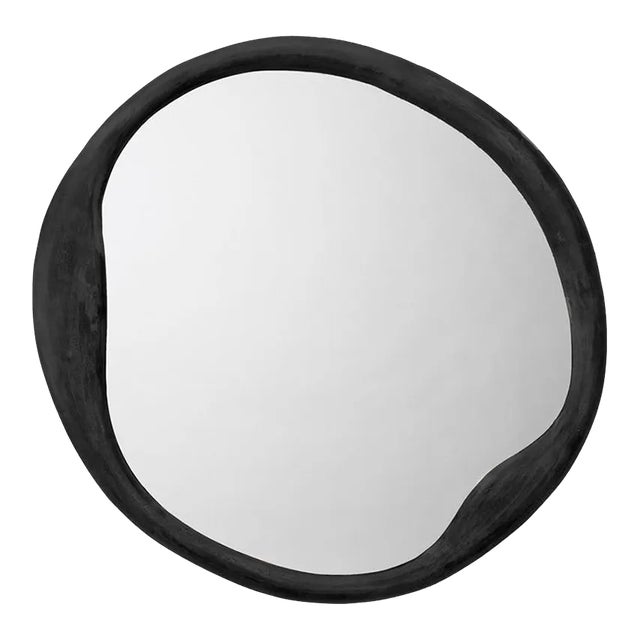 Jamie Young Organic Round Mirror in Antique Grey For Sale