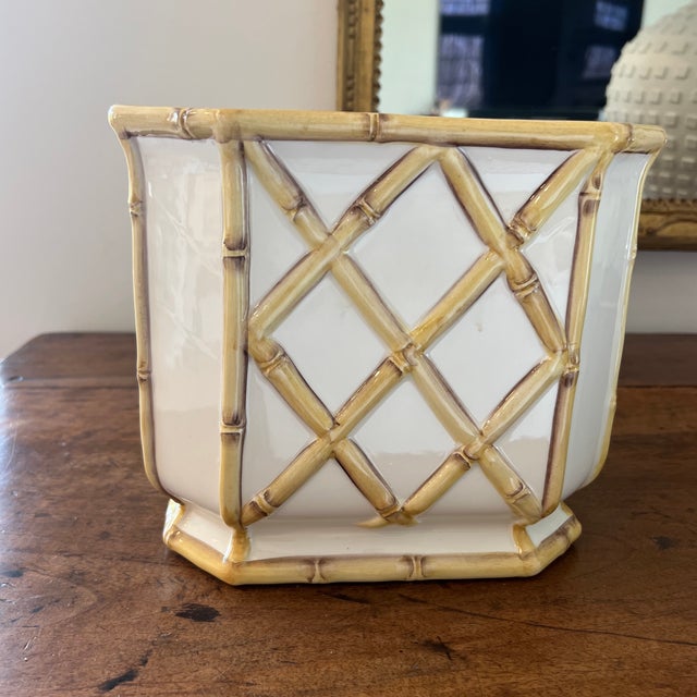 Ornamental & Decorative Materials Italian Hand Painted Faux Bamboo Cachepot For Sale - Image 7 of 7