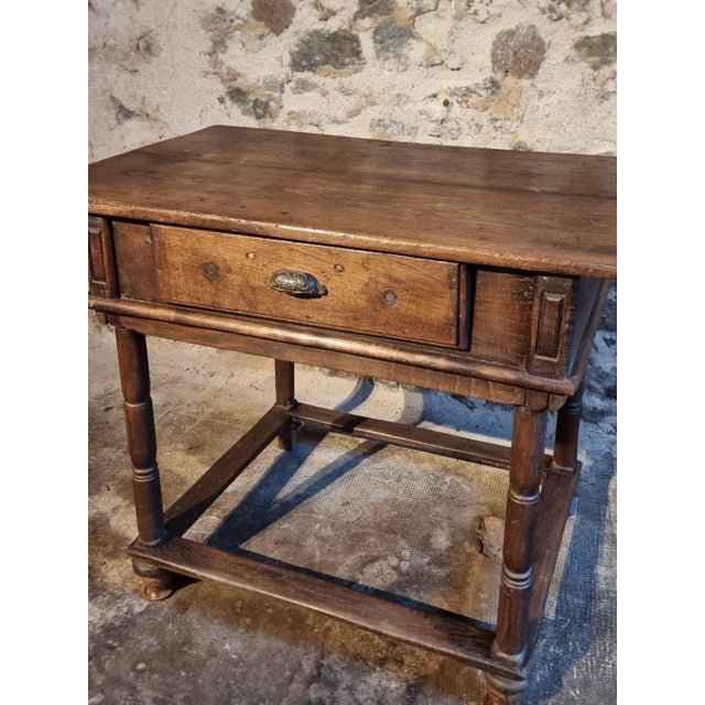Rustic French Rustic Oak Table with Drawer, Late 18th-Early 19th Century For Sale - Image 3 of 18
