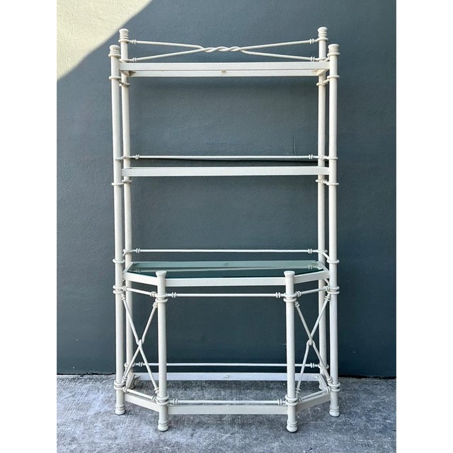 Cream Vintage Painted Metal Display Shelf For Sale - Image 8 of 12