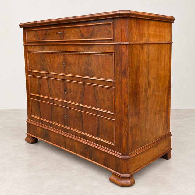 Louis Philippe Style Walnut Chest of 4 Drawers, 1920s For Sale - Image 6 of 11