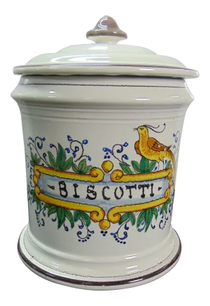 Italian Glazed Terra Cotta Biscotti Cookie Jar
