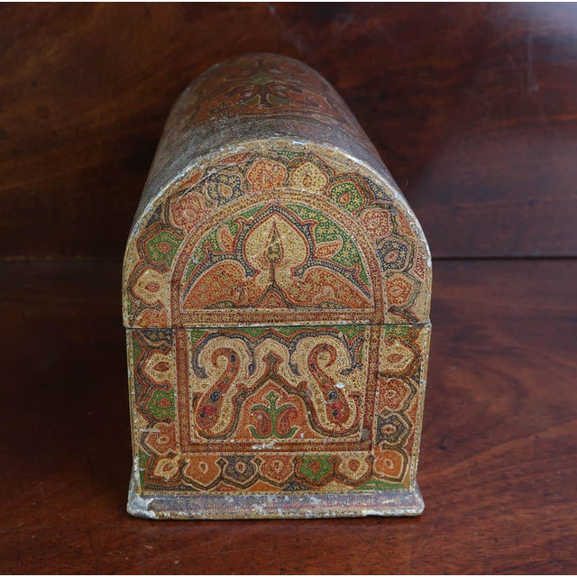 Paper Antique Kashmiri Dome Topped Stationary Box, 1880 For Sale - Image 7 of 11