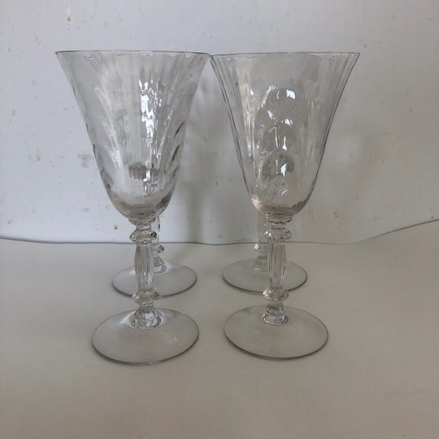 Glass Vintage Wave Design Clear Wine Glasses Set of 5 For Sale - Image 7 of 7