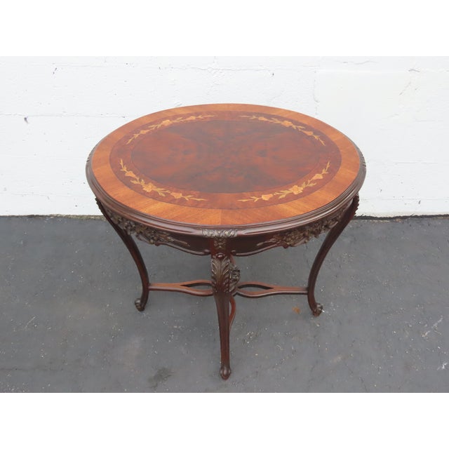 French Early 1900s Hand Carved Inlay Side End Center Table 6668 For Sale - Image 9 of 17