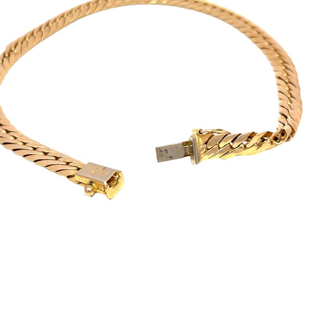 Vintage 14k Yellow Gold Flat Snake Chain Bracelet For Sale In New York - Image 6 of 8