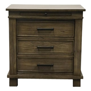 A-America Glacier Point Collection Solid New Zealand Pine 27" Three Drawer Nightstand - Greystone Finish For Sale
