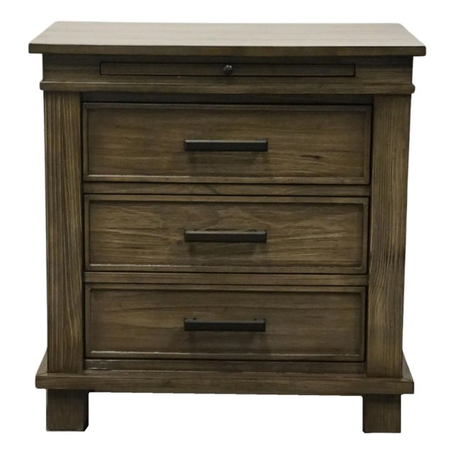 A-America Glacier Point Collection Solid New Zealand Pine 27" Three Drawer Nightstand - Greystone Finish For Sale