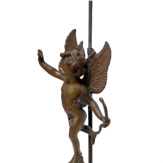 1980s Spanish Bronze Cupid Sculpture Table Lamp For Sale - Image 4 of 8