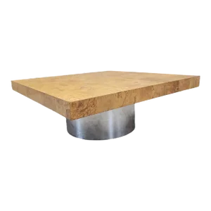 Mid Century Modern Milo Baughman Style Burl Coffee Table by Pace