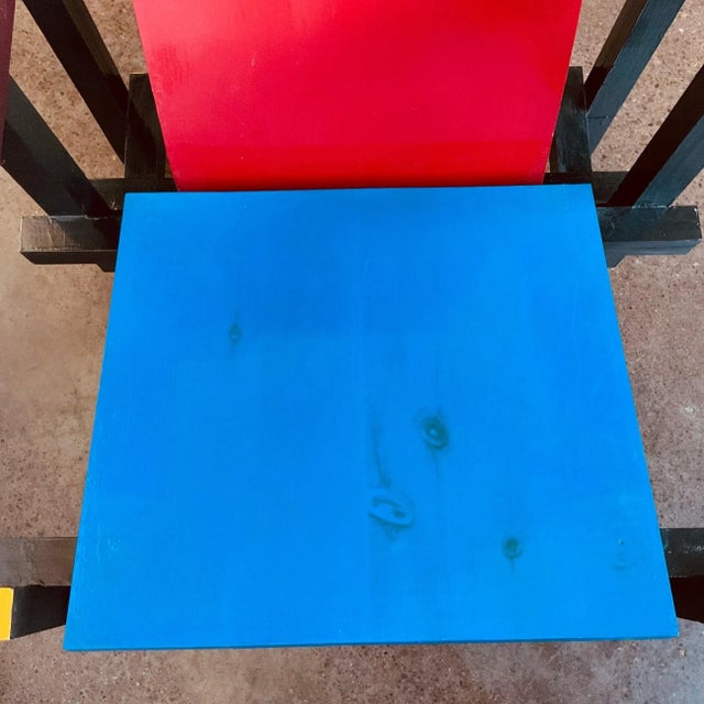 Red Bauhaus Style Red + Blue Chair by Garrit Rietvald For Sale - Image 8 of 8