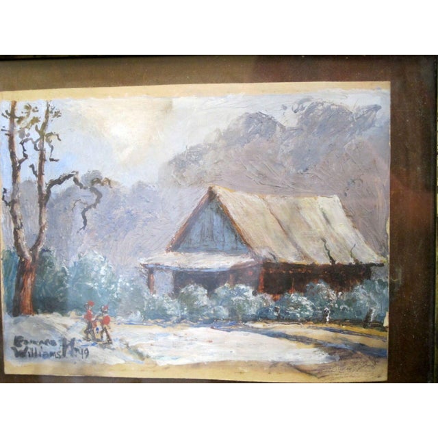 Early 20th Century Edward K Williams Signed Framed Winter Cabin In The Woods Figural Oil Painting Chairish