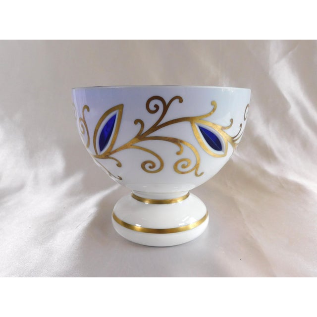 1950s 1950s White Over Blue Cut to Clear Bowl For Sale - Image 5 of 7