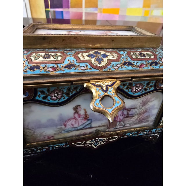 Mid 19th Century Antique Museum Quality Bronze Champleve Jewel Box For Sale - Image 9 of 13