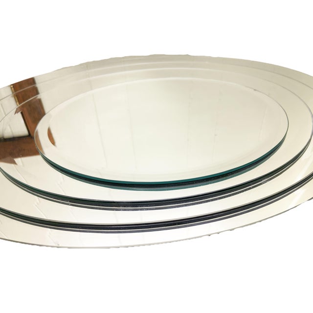 Silver Vintage 70s Beveled 4 Stacked Wall Mirror For Sale - Image 8 of 12