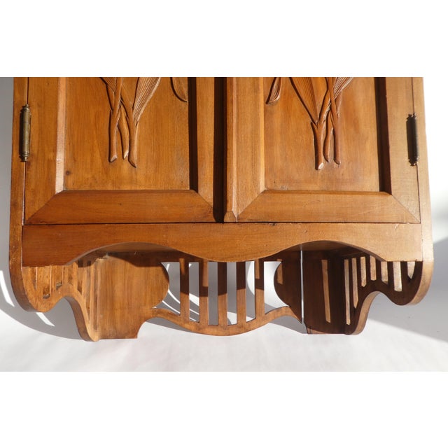 Brown Antique Art Nouveau Carved Wooden Cabinet with Floral Details, 1920s For Sale - Image 8 of 15