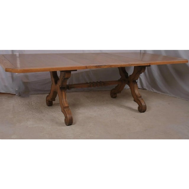 Brown Henry Link 'Majorca' Spanish Style Lyre Leg Oak 102" Extension Refectory Table - Vintage Mid 20th Century For Sale - Image 8 of 10