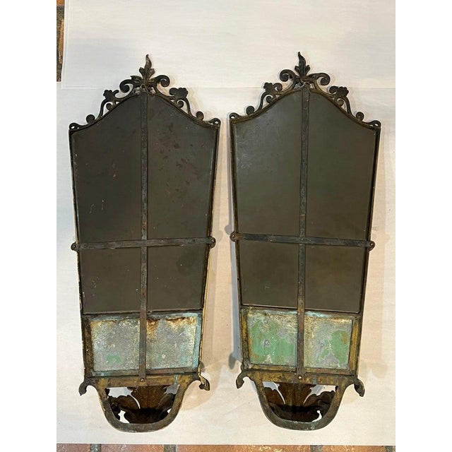 Pair of Antique Art Deco Gilt Mirrored Sconces For Sale - Image 11 of 18