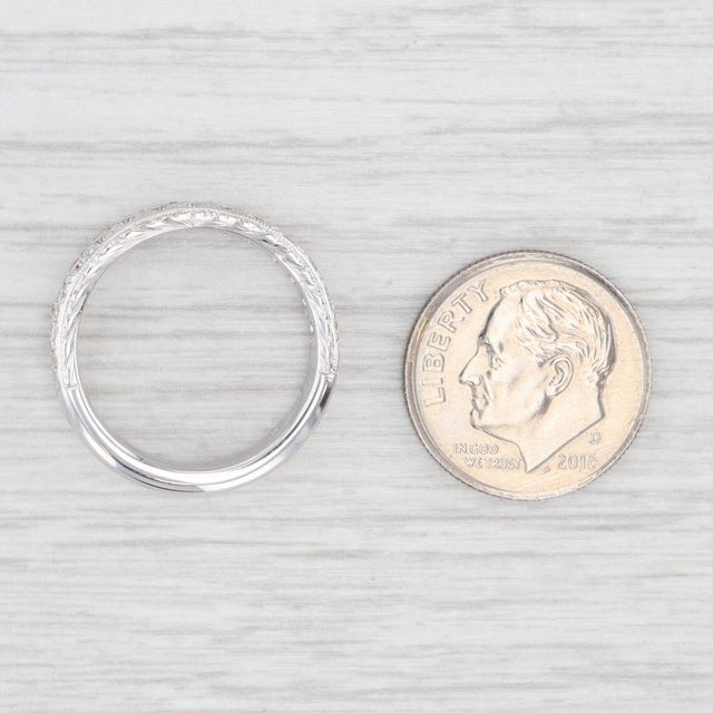Metal 0.56ctw Diamond Wedding Anniversary Ring 18k White Gold Size 6 Band For Sale - Image 7 of 8