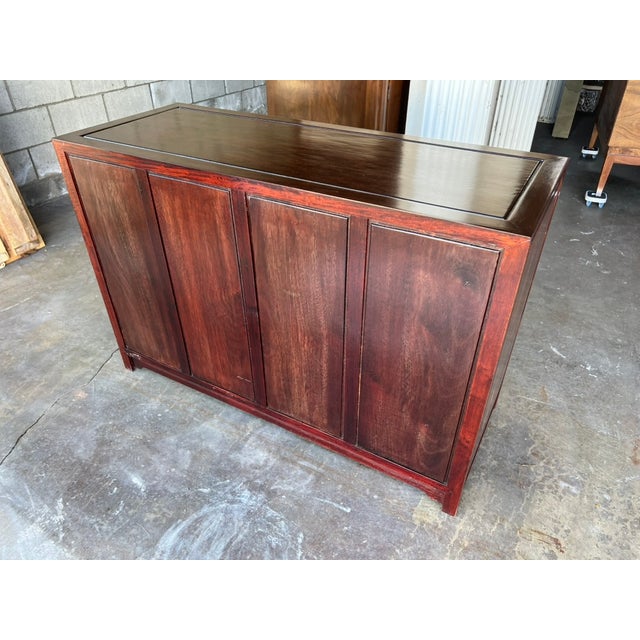 Chinese Four Drawer Solid Rosewood Chest With Decorative Brass Hardware For Sale - Image 12 of 13