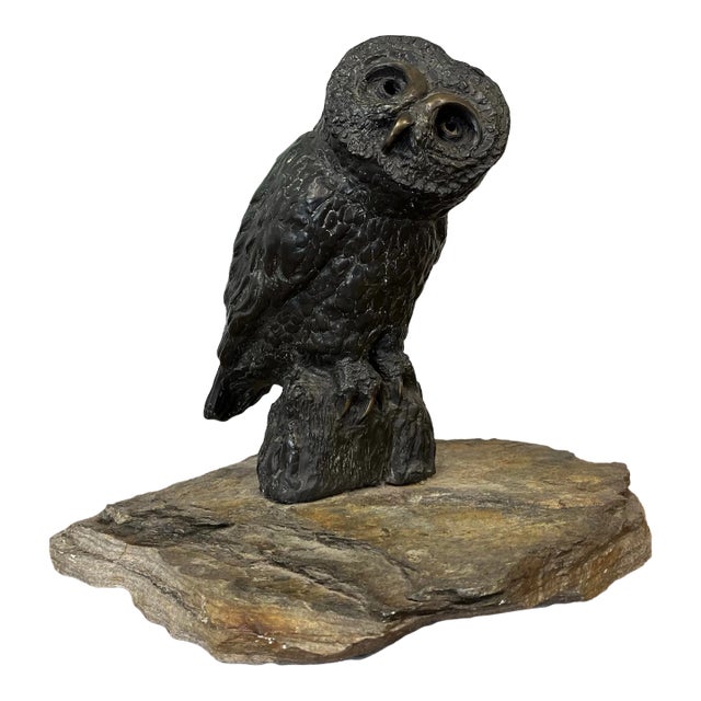Bronze Owl Sculpture Signed Numbered For Sale
