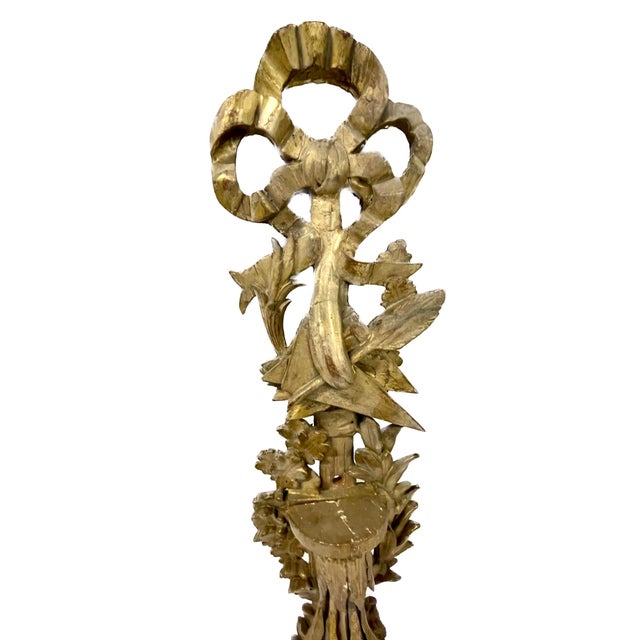19th Century Antique Gilt Brass Ribbon & Music Wall Sconce For Sale - Image 5 of 11