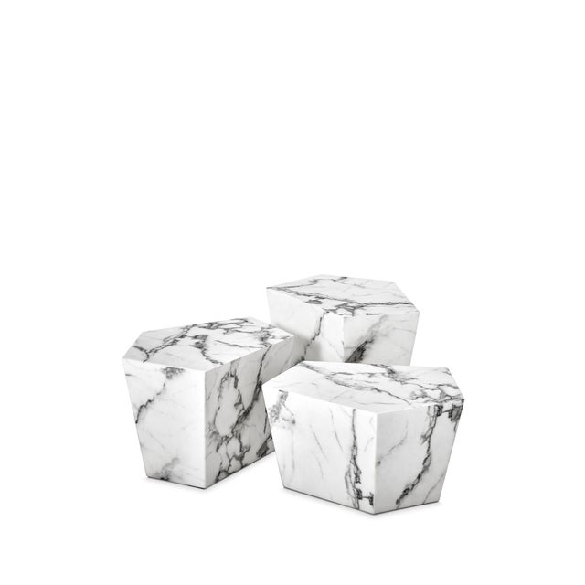 Eichholtz Prudential White Marble Coffee Table, Set of 3 Chairish