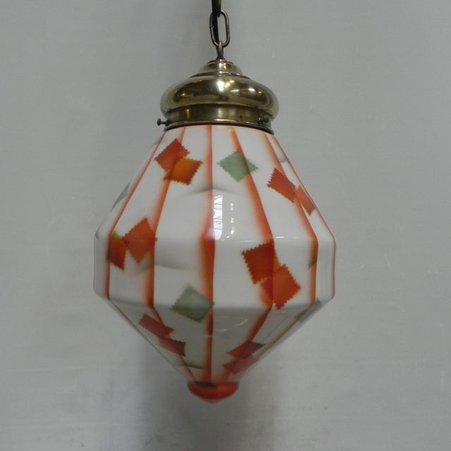 Art Deco Glass Pendant Lamp, 1930s For Sale - Image 11 of 15