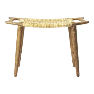 Tristan Natural Wood & Rattan Stool, Light Brown