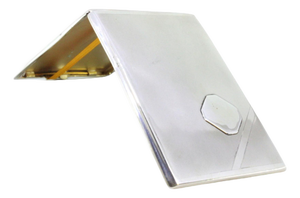 Plain Silver Cigarette Case with Monogram Card and Gold Interior