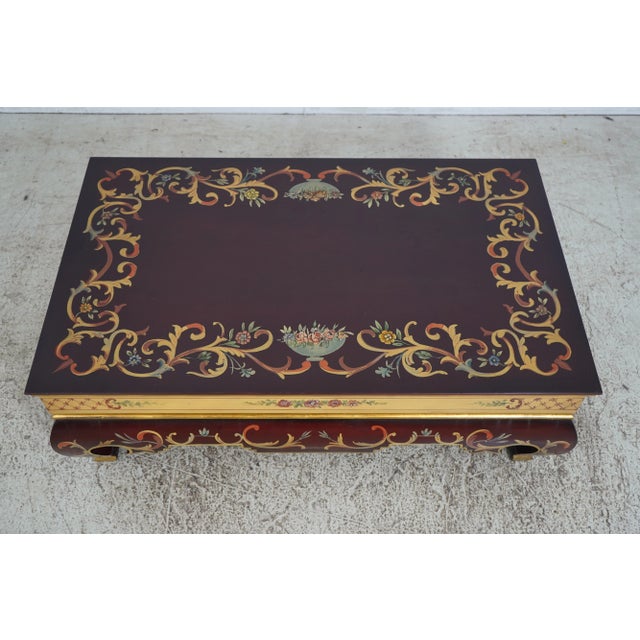 Stunning Hand Paint Decorated Neoclassical Finish Coffee Table For Sale - Image 4 of 12