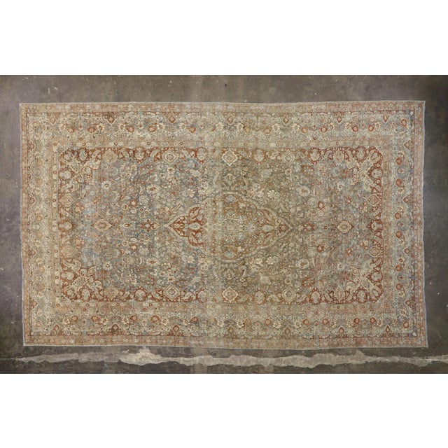 Terra Cotta Antique Persian Mashhad Rug - 10'11 x 17'08 For Sale - Image 8 of 10