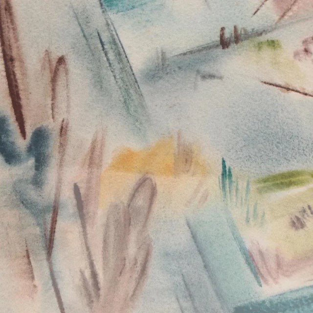 Original Vintage Signed Yngve H. Olsen Modernist Southwest Landscape Watercolor Painting For Sale - Image 4 of 9