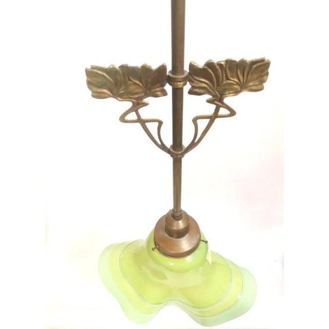 Art Nouveau Pendant Lamp with Green Glass Shade by Márton Horváth For Sale - Image 5 of 9